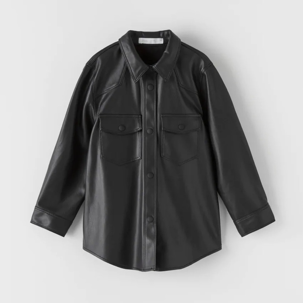 Faux leather long sleeve shirt/jacket